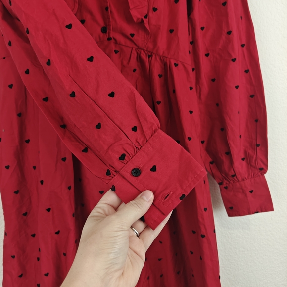 HATCH Maternity The Mae Midi Long Sleeve Shirt Dress Heart Print Size 0-XS - Picture 13 of 16